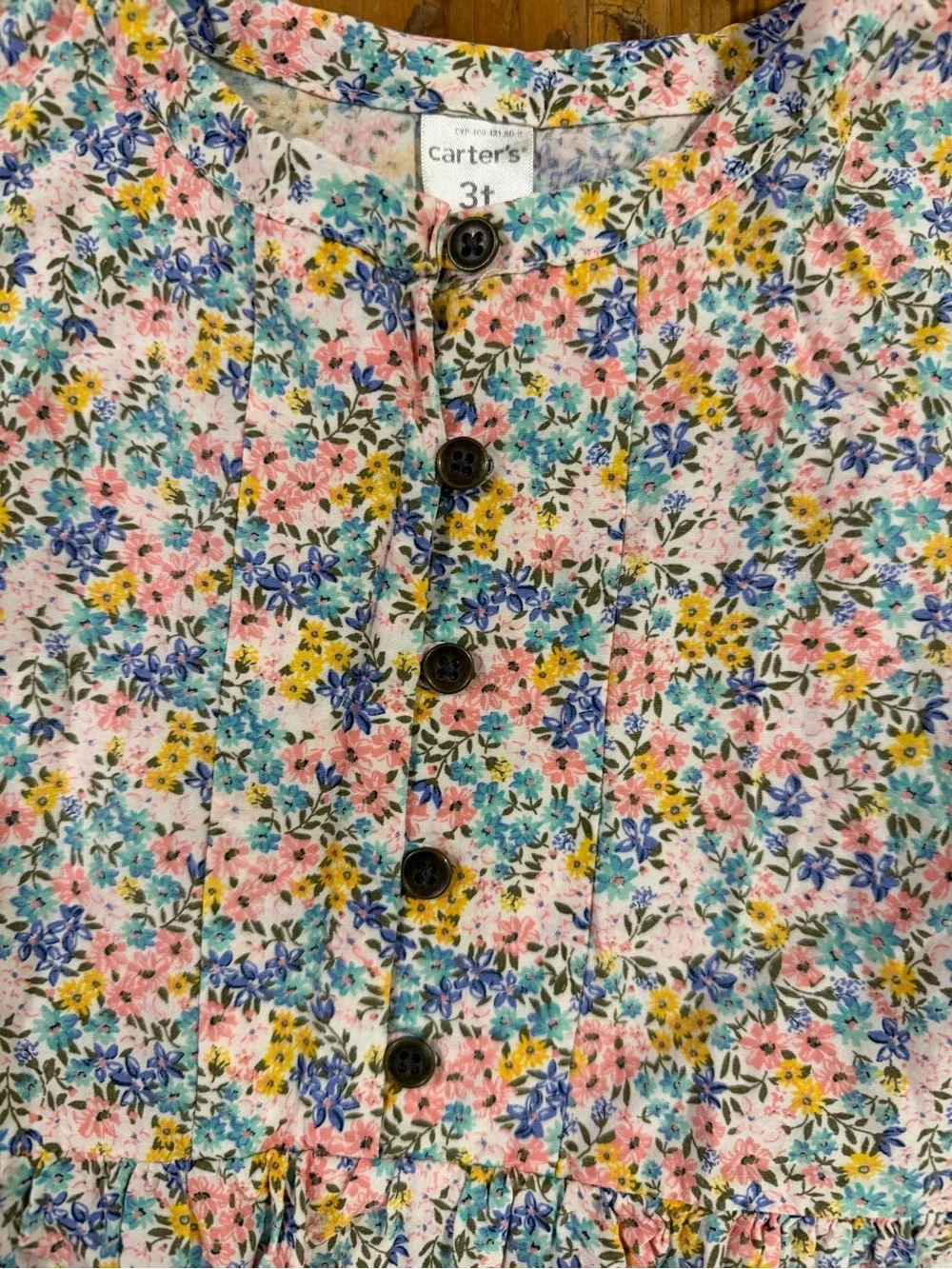 Carter's Floral Button-Front Dress in Pink, Blue, Yellow & Green